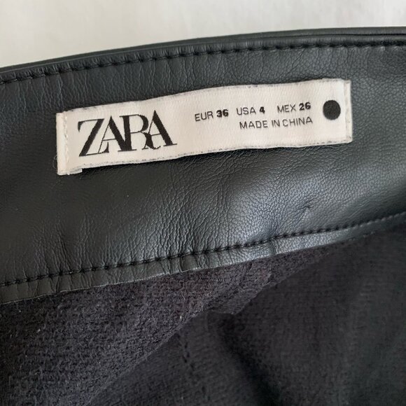 Zara The Biker Faux Leather Ankle Zip Pants Size 4 Pockets - Picture 8 of 10